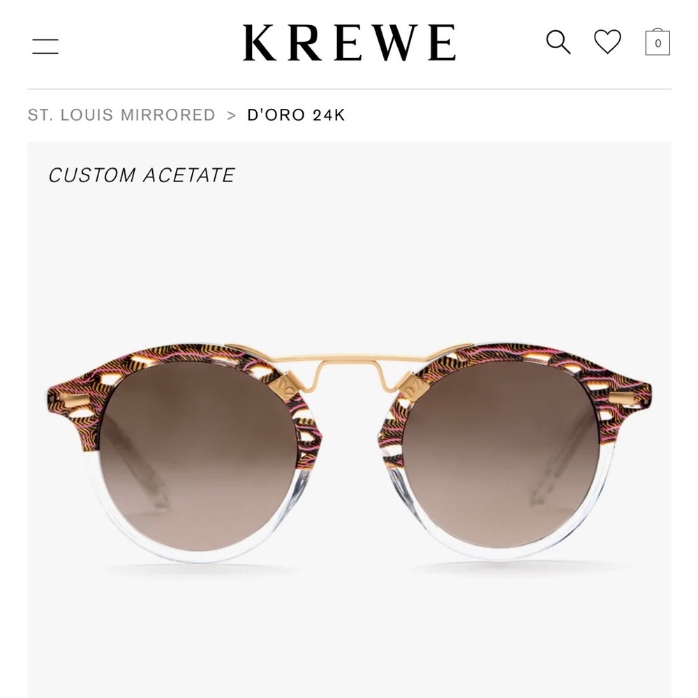 KREWE St. Louis Mirrored sunglasses. D’oro 24k